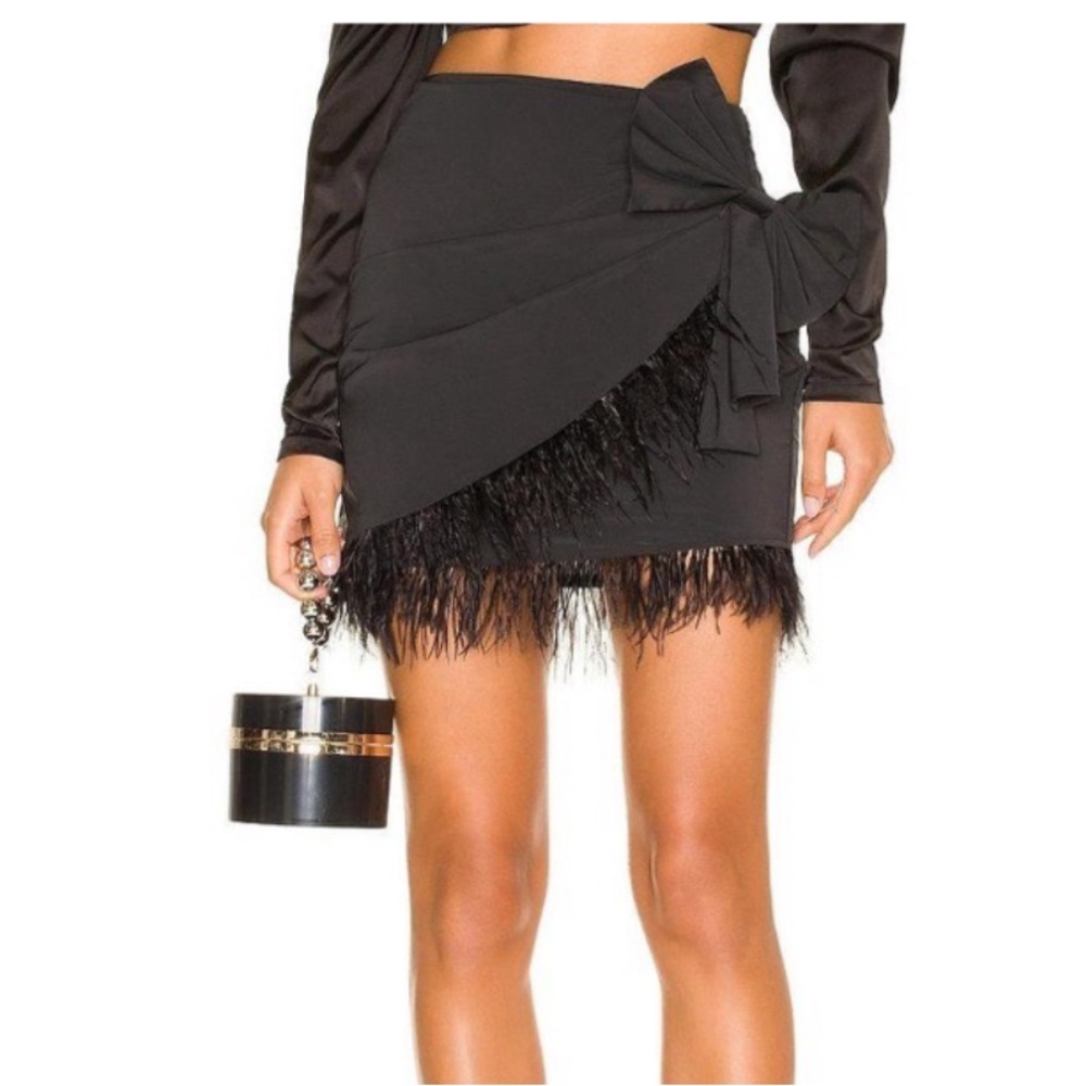 MAJORETTE sold at Revolve  Black Feathered Mini Skirt